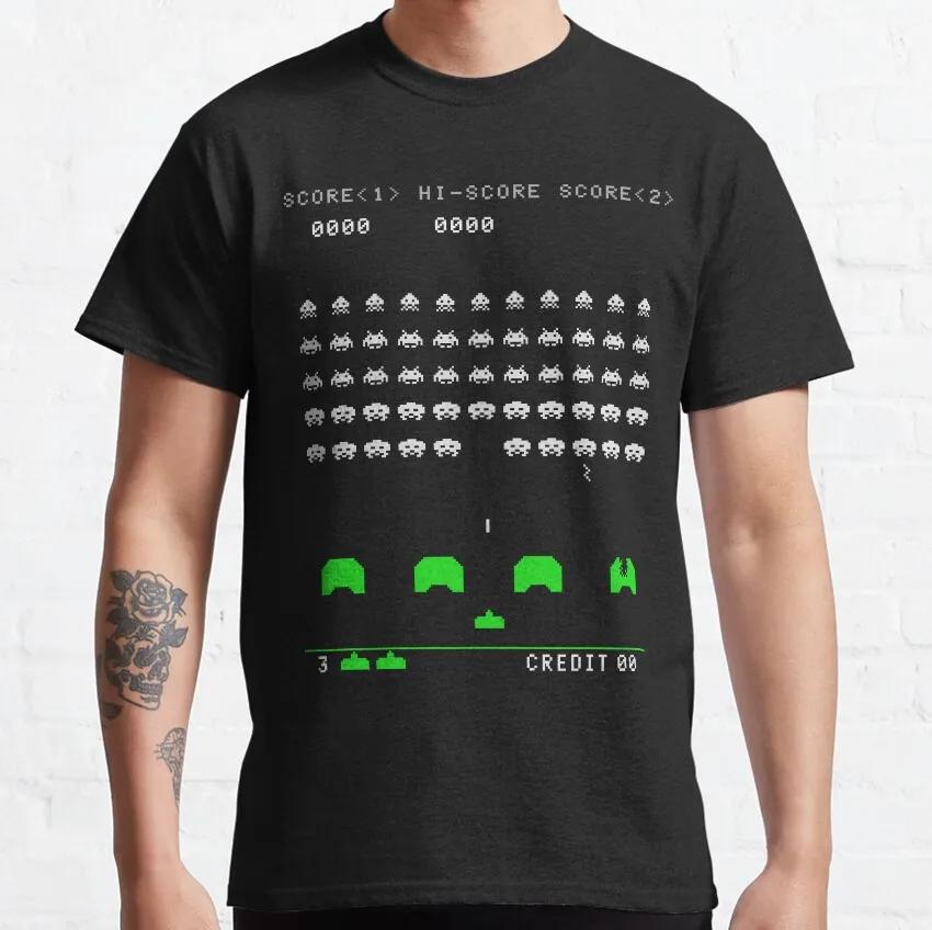 Arcade Space Invaders Video Game Retro Vintage T -Shirt for Arrivals Male Funny Top Tees 100% Cotton Novelty  Plus Size