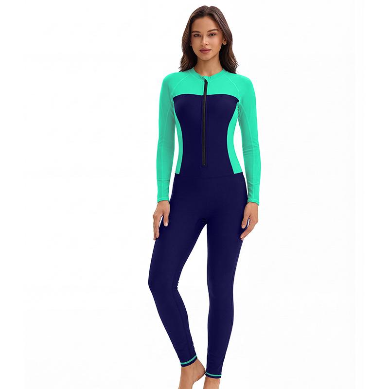 New Middle Eastern tight long-sleeve one-piece swimsuit for women, full coverage sun protection, conservative diving swimwear wholesale
