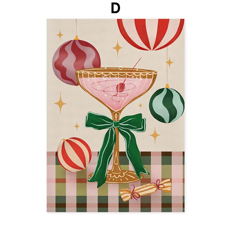 Christmas Gift Red Car Cookies Wall Art Poster Abstract Character Prints Living Room Decoration Mural Canvas Decorative Painting