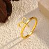 European and American plated stainless steel 18k gold personality creative simplicity 11 constellation opening adjustable titanium steel ring