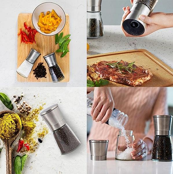 Manual Salt and Pepper Grinder, Glass, 190 Ml, Display