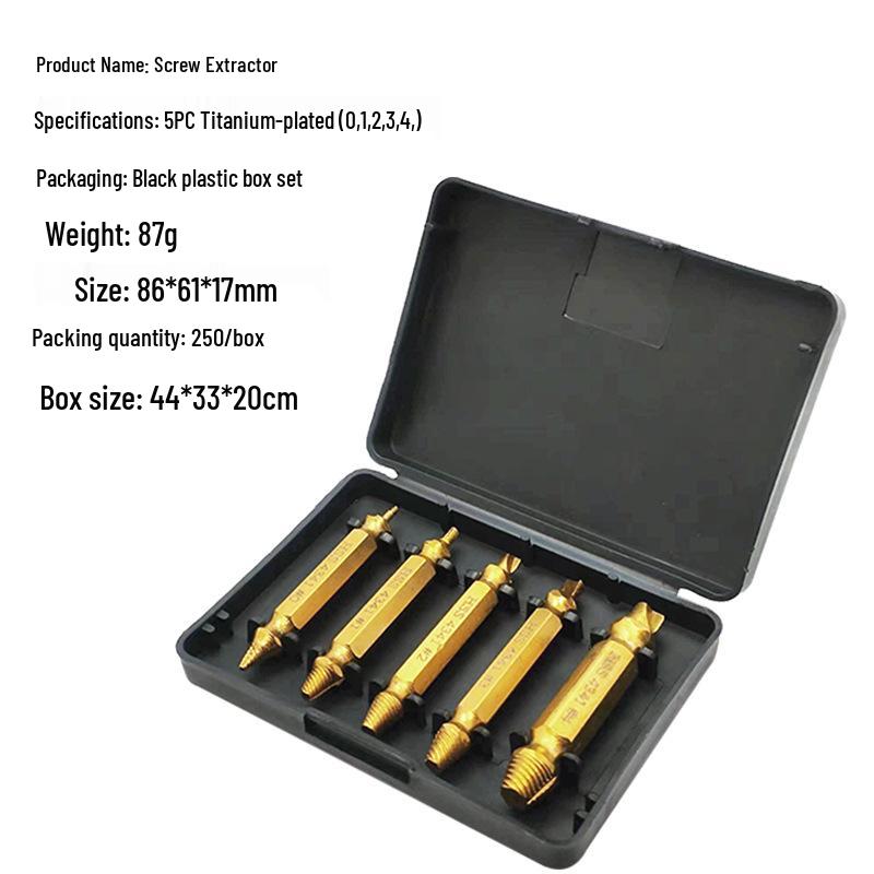 Double-Headed Screw Extractor Set for Broken, Stripped, and Reverse Threads