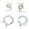 Handmade Round Beads Bracelets Catholic Rosarys Beads Crosses Religious Pendants Bracelets Catholic Jewelry Gift