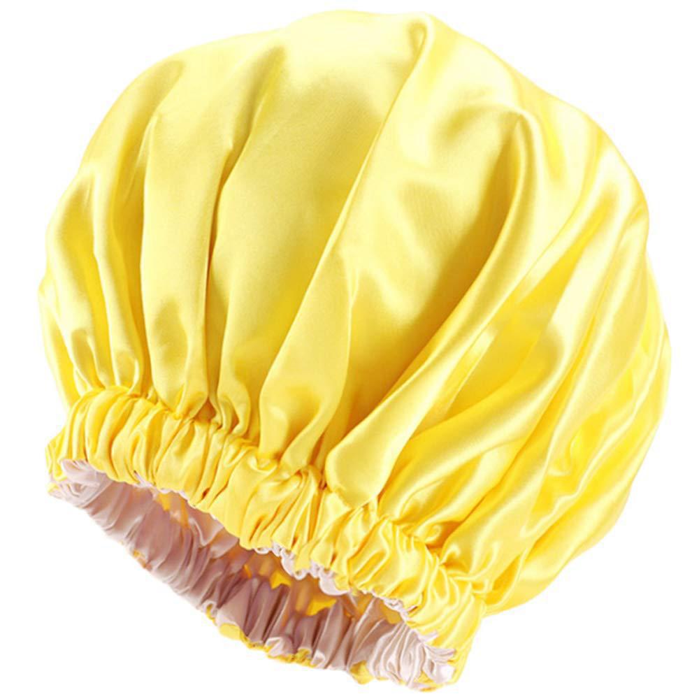 Women's Double-Layer Satin Sleep Cap - Adjustable Elastic Band for Soft Hair Protection