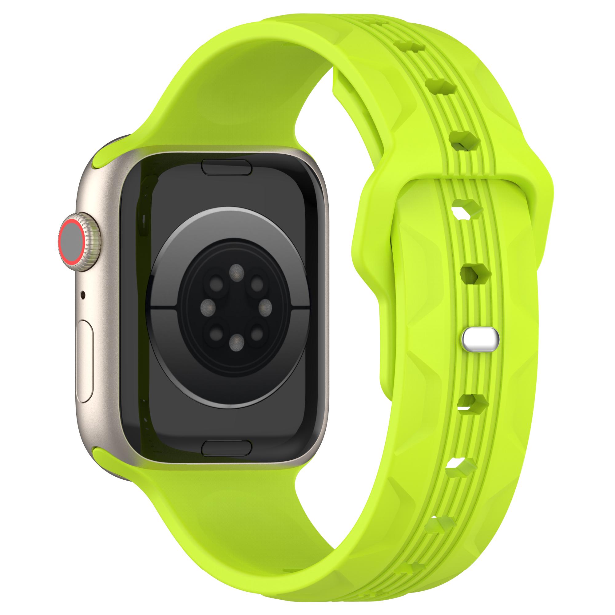 

For Apple Watch 10 46mm/Ultra 2/Ultra 49mm/9 8 7 45mm/SE (2023) SE (2022) SE 6 5 4 44mm/3 2 1 42mm Texture Silicone Watch Band Lime