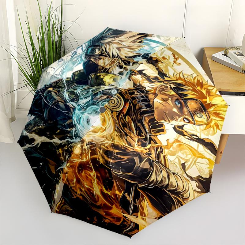 1pc Battle of Naruto and Kakashi Automatic Opening and Closing Umbrella - Lightweight 3-Fold Design, Suitable for Fans, Travel, Daily Use, Intere