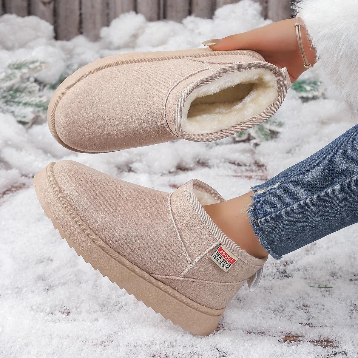 

Модные женские зимние ботинки для снега, противоскользящие, износостойкие, с круглой подошвой, на платформе, сохраняющие тепло, средние, следуют зимним ботинкам для активного отдыха 2024 43 покинуть белый