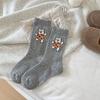 Ladies Autumn Winter Thickened Warm New Cartoon Dancing Bear Wool Drum Pile Socks
