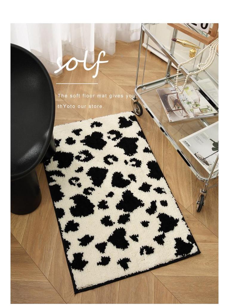 Non-Slip Water-Absorbent Flocked Bathroom Mat & Foot Pad for Entrance