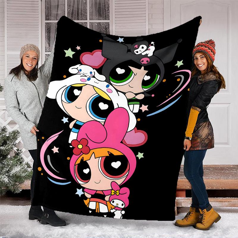 1pc Powerpuff6 Theme Blanket - Digital Print, Polyester, Cozy for All Seasons, Perfect for Outdoor, and Travel