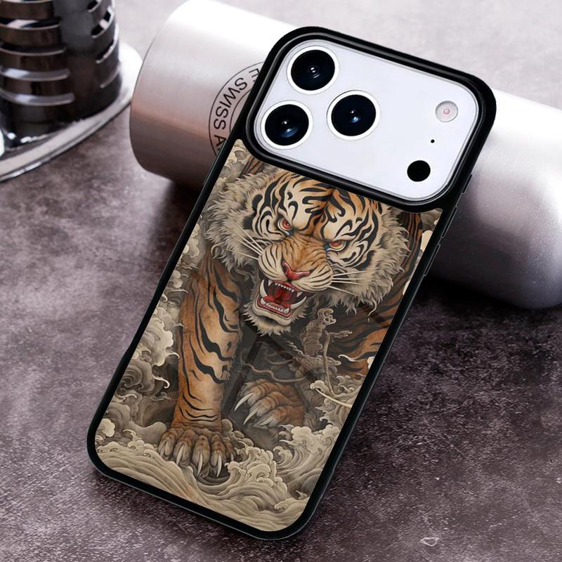 Japanese Tiger Phone Case for iPhone 17 16 15 Pro Max Air 14 13 12 11 Plus Shockproof Cover
