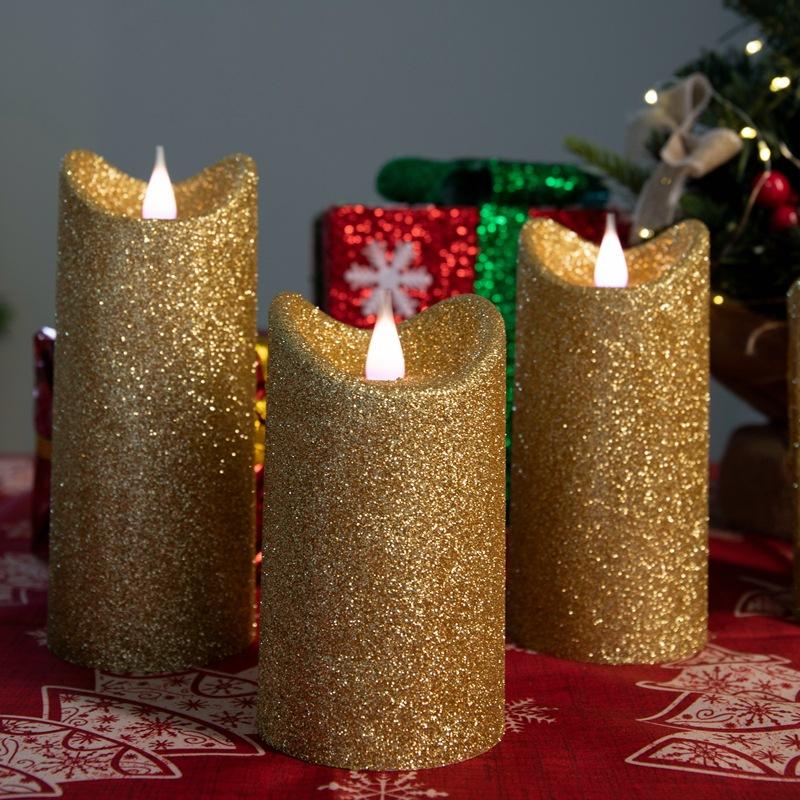 

LED Candles Flickering Luxurious Prayer Candle Sway Tea Light Electronic Elegant Gold Silver Candle Lamp Christmas Wedding Deco