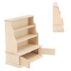 Dollhouse Bookshelf 1:12 Wooden Miniature Decoration Rugged Dollhouse Bookcase for Kids Bedroom Playroom