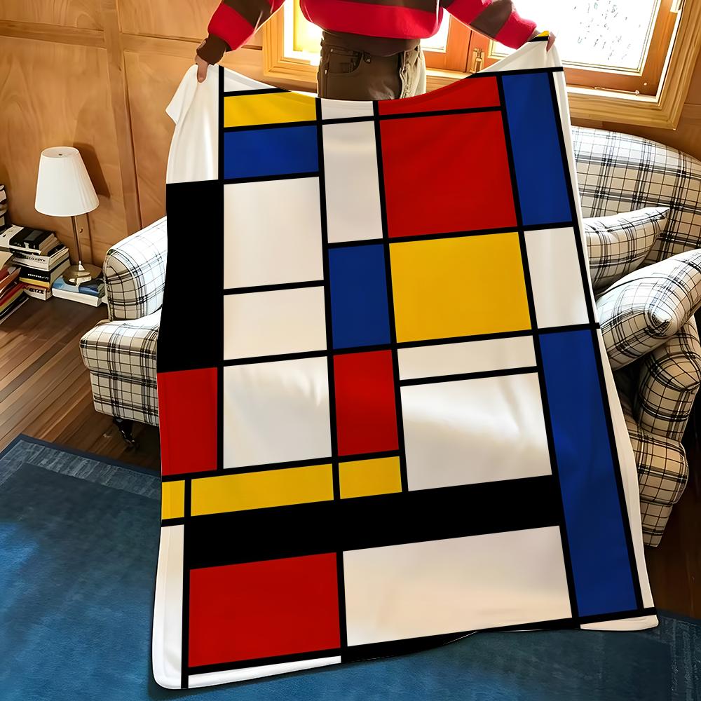 Künstler M-Mondrian Kuscheldecke Flanell Gemütlich Druck Tragbar Langlebig Maschinenwaschbar niedlich Cool