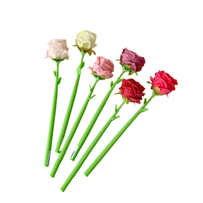 1 Piece Cute Rose Silicone Gel Pen Soft Gel Flower Ballpoint for Journaling Elegant Aesthetic Writing Gift for Teen Girls Student Supply