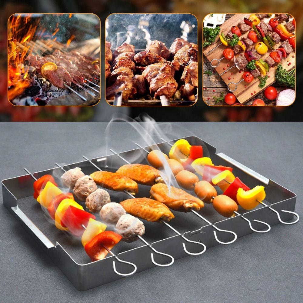 Foldable BBQ Skewer Rack Set Stainless Steel Outdoor Grill Tools BBQ Grill Rack  Picnic