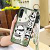 Shockproof Wrist Strap Phone Case For LG Velvet 4G/5G Silicone Soft case Durable Kickstand Cartoon Lanyard Panda Ring