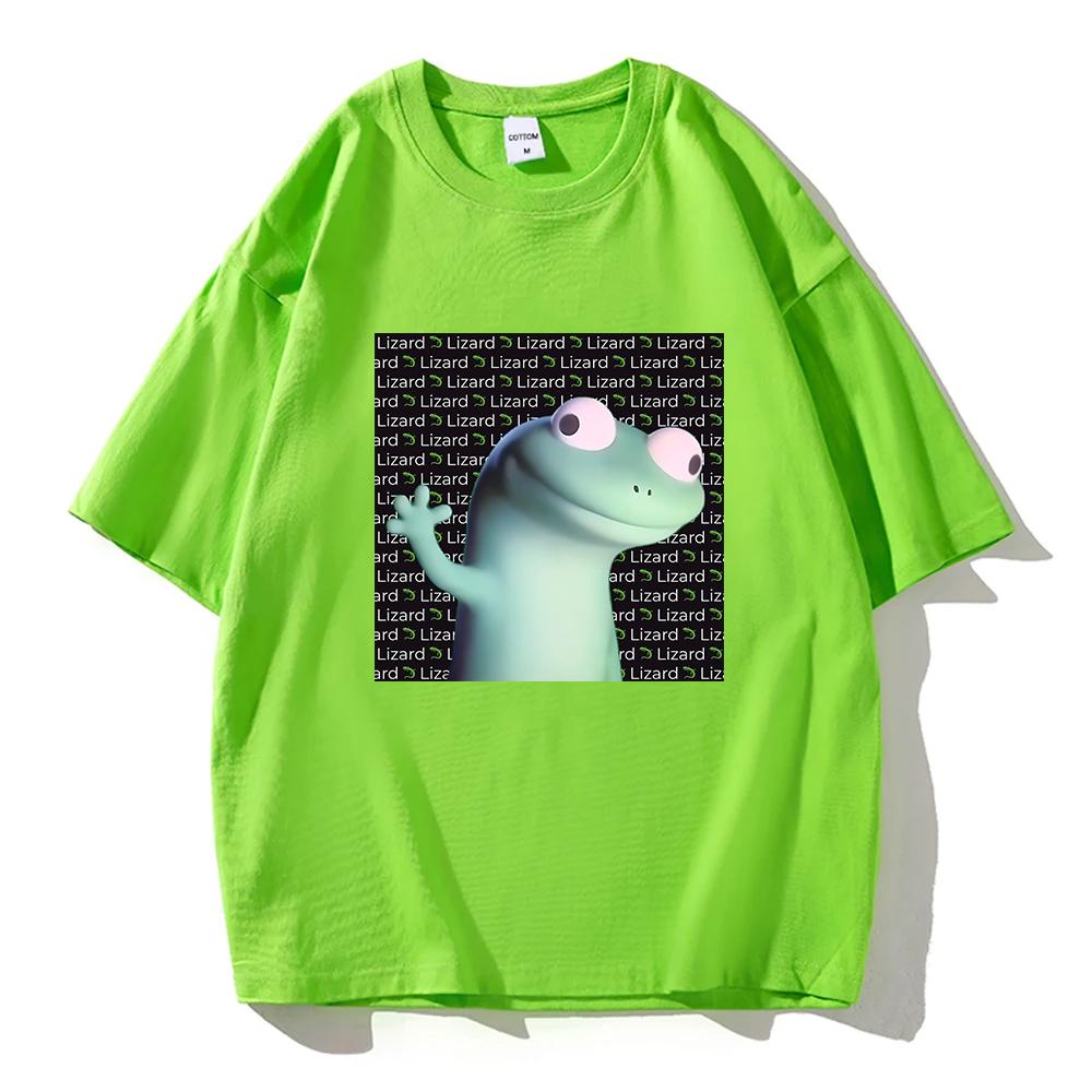 Fashion Lizard Meme Graphic T-shirts Summer Men's Women Clothing Casual Oversized Short Sleeve T Shirts Aesthetic Cotton T-shirt