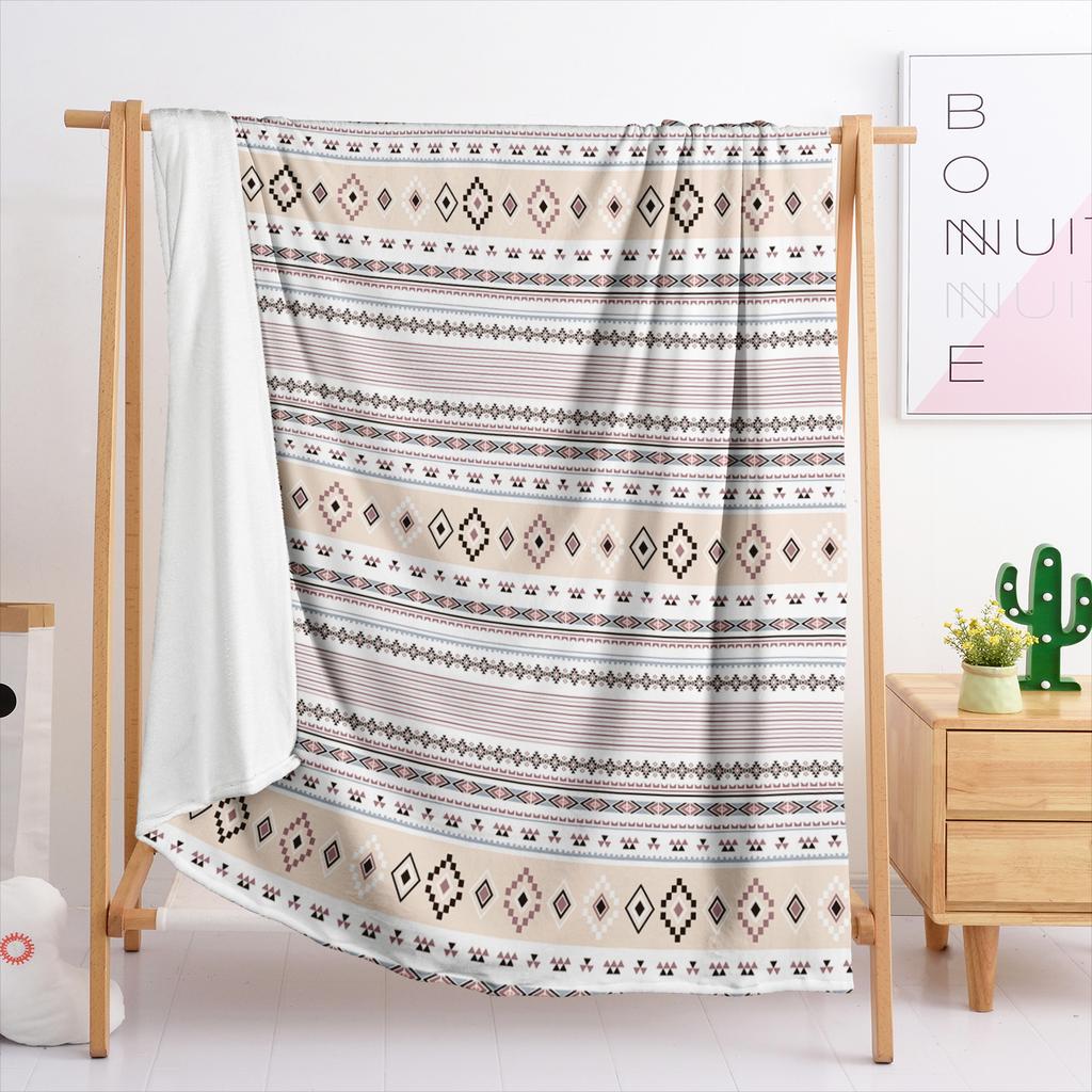 Blanket Flannel Blanket Bohemian Stripe Geometric 3D Digital Printing Blanket Cover Blanket