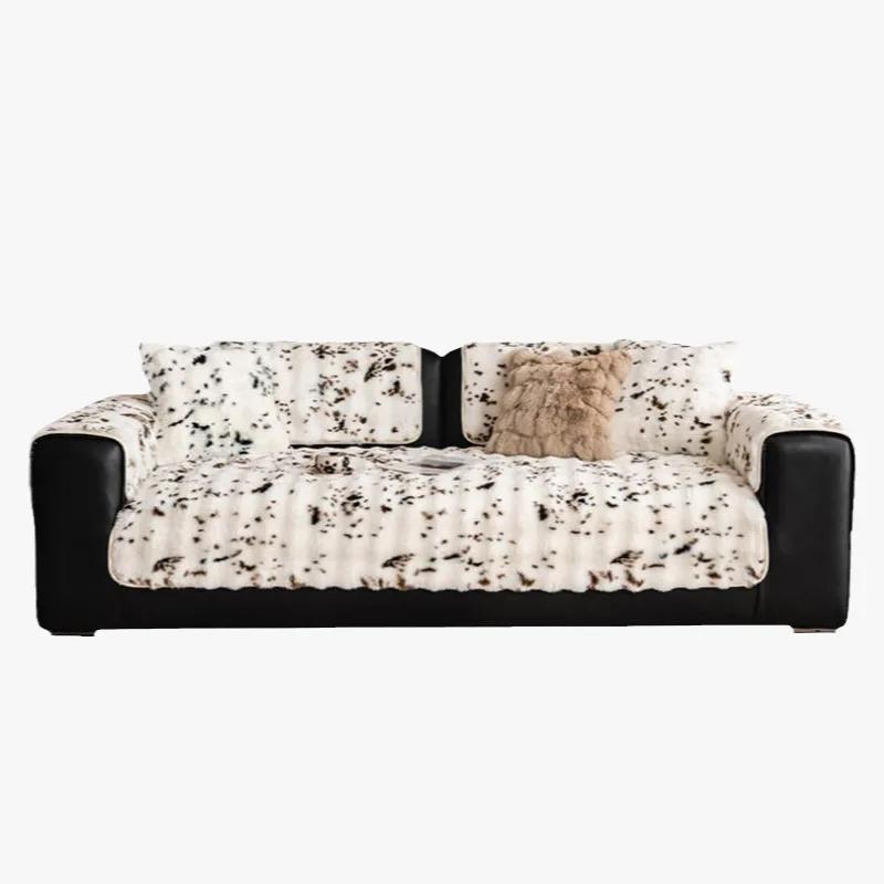High-end Plush Sofa Cushion 2025New Winter Plush Straight Leather Non Slip Sofa Cushion Non Slip Armrest Cover Cloth Living Room