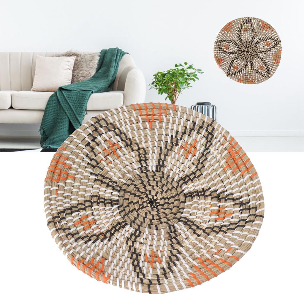 Woven Wall Basket Decor Handcrafted Seagrass Hanging Baskets Multifunction Woven Insulation Pad for Living Room Kitchen