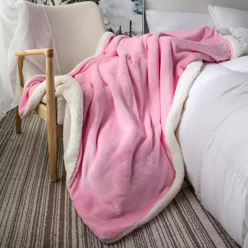 Double Layer Thickened Coral Fleece Small Blanket, Sofa Cover Blanket, Lamb Fleece Office Nap, Nap, Air Conditioning Blanket