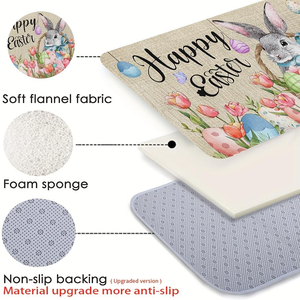 VIKAMA Oster Willkommens-Fußmatte Hase und Ei Design Innen/Außen Rutschfeste Matte Wohnzimmer & Schlafzimmer Eingangsteppich Heimdekoration