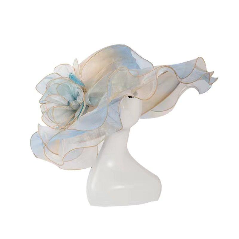 Fashion New Women's Sun Hat Gradient Color Organza Gauze Cap Sun Protection UV Protection