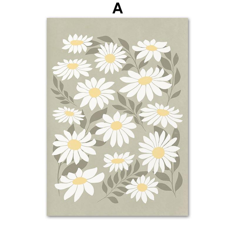 

Boho Minimalist Wall Art Abstract Flower Color Block Canvas Painting Nordic Poster Print Picture Living Room Decorative Painting 21cm×30cm NoFrame