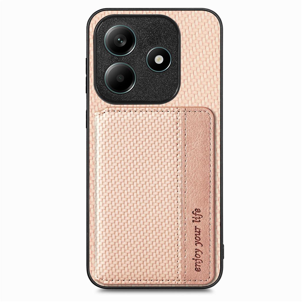 For Xiaomi Redmi Note 14 5G Case RFID Blocking Carbon Fiber Leather Phone Back Cover with Card Holder