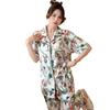 Retro High-End Simulation Silk Pajamas Women'S Spring And Summer Ice Silk Light Luxury Flower Thin Short-Sleeved Loungewear