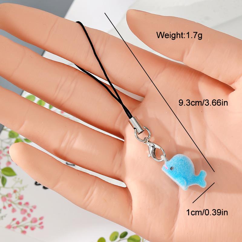 Flocking Penguin Hippopotamus Animal Keychains Phone Lanyard Resin Cute Tiger Beaver Bear Rhinoceros Bag Earphone Case Pendant