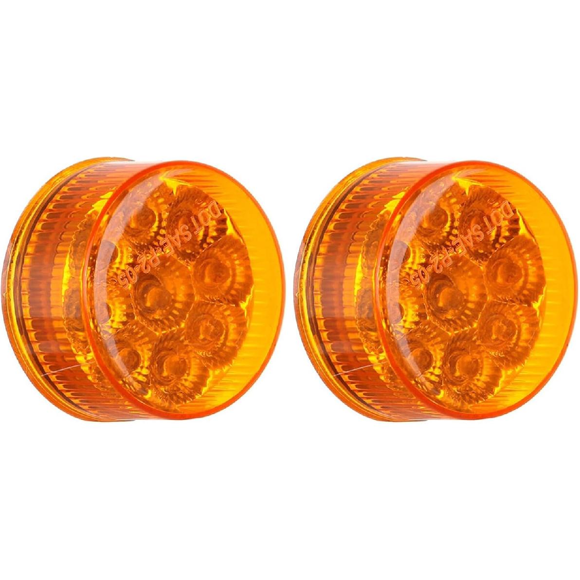 

2 Round Side Marker light Clearance 9 Diodes w Reflectors AmberLed Truck Trailer Marker Lights Clearance Lights Sealed Trailer Marker lights Truck