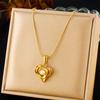 Gold Plated Snake Chain Necklace with Layered Heart and Pearl Pendant Fashion Jewelry for Women