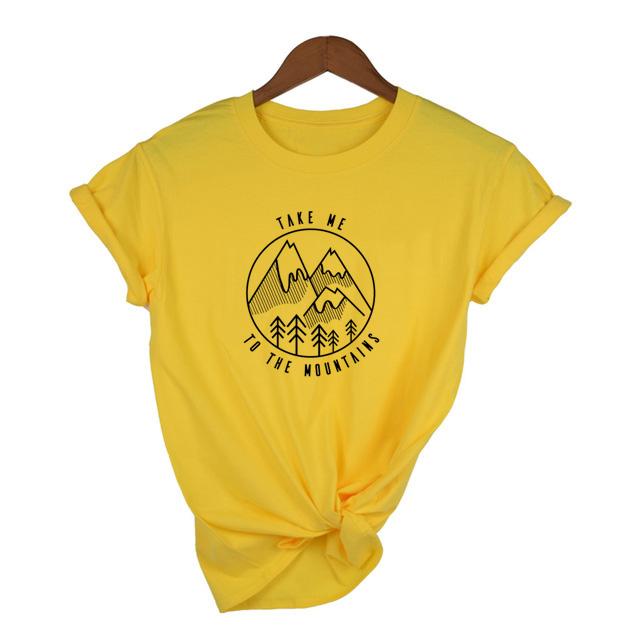 Summer Fashion Vintage Womens Camping Shirts Take Me To The Mountains Outdoors Shirt Clothing Tumblr Graphic