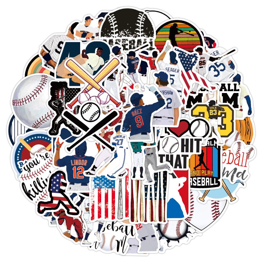 Sports-Themed Waterproof Graffiti Stickers for Baseball Fans, 50-100 Pack, Ideal for Phones, Water Bottles, and Refrigerators