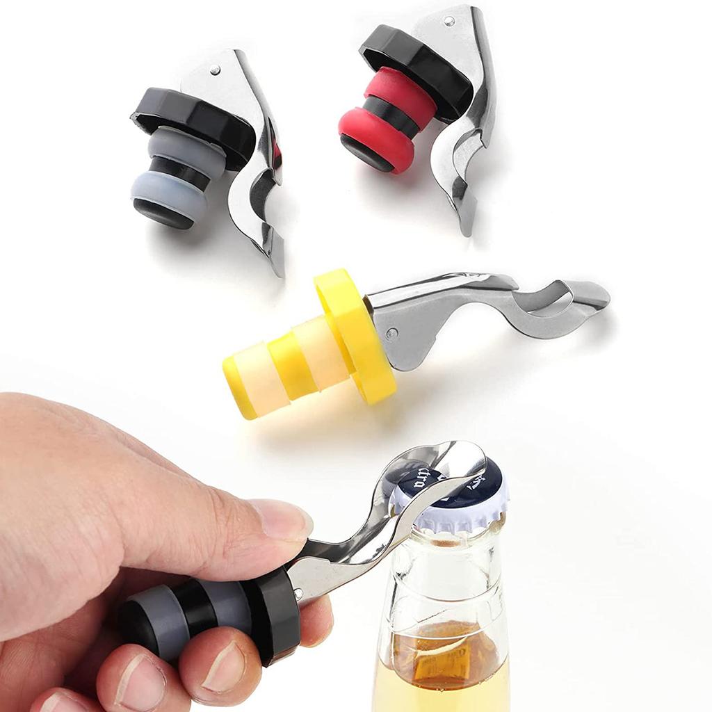 6Pcs Wine Stopper Sealed Vacuum Bottle Stopper Manual Beverage Bottle Cork Bottle Opener for Home Club KTV Bar Party Gatherings