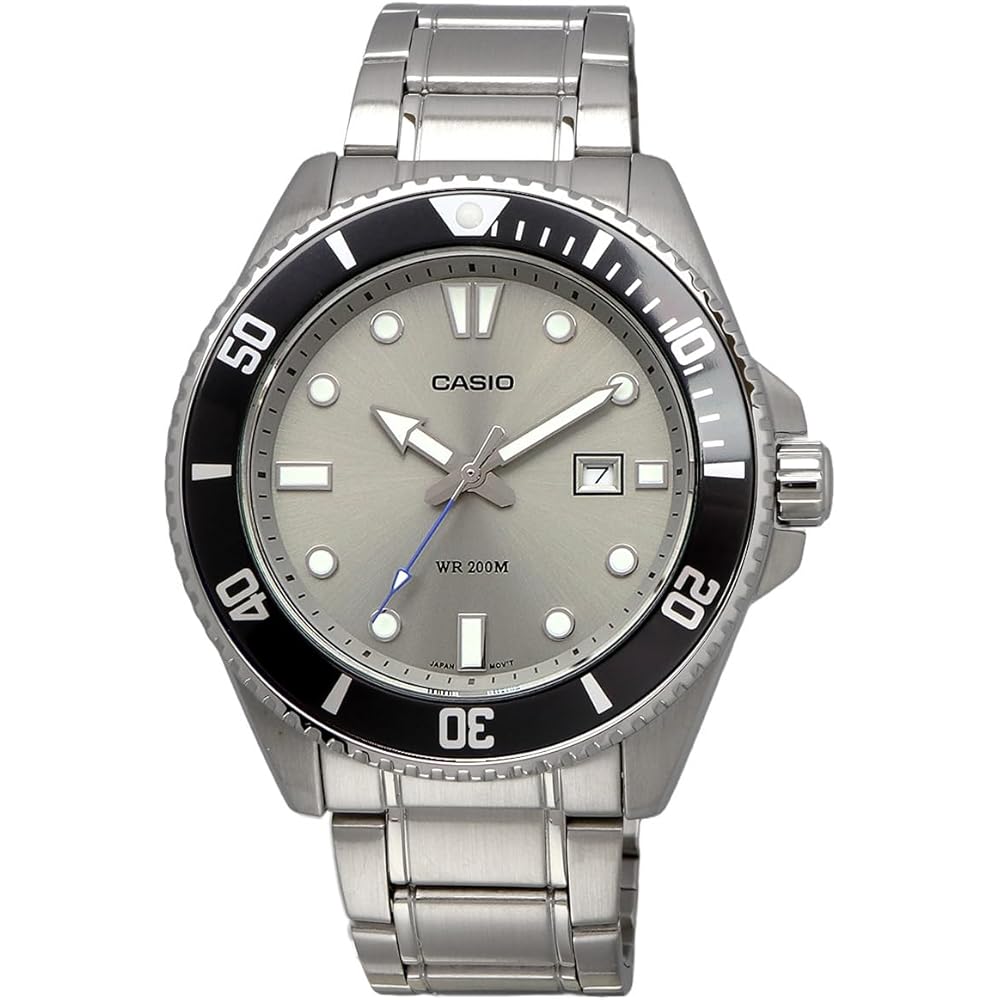 Casio Standard Analog Sports Watch 20 ATM Water Resistant Gray Dial Metal Band Men's Model