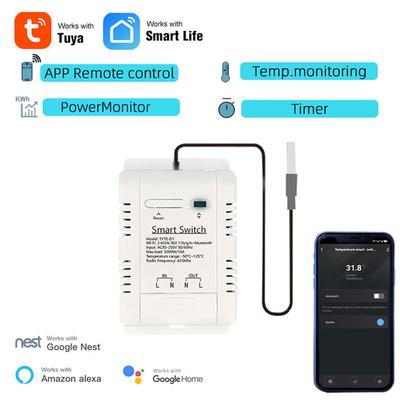 Tuya WiFi Intelligent Energy Circuit Breaker Switch Mobilephone APP with Real-time Temperature