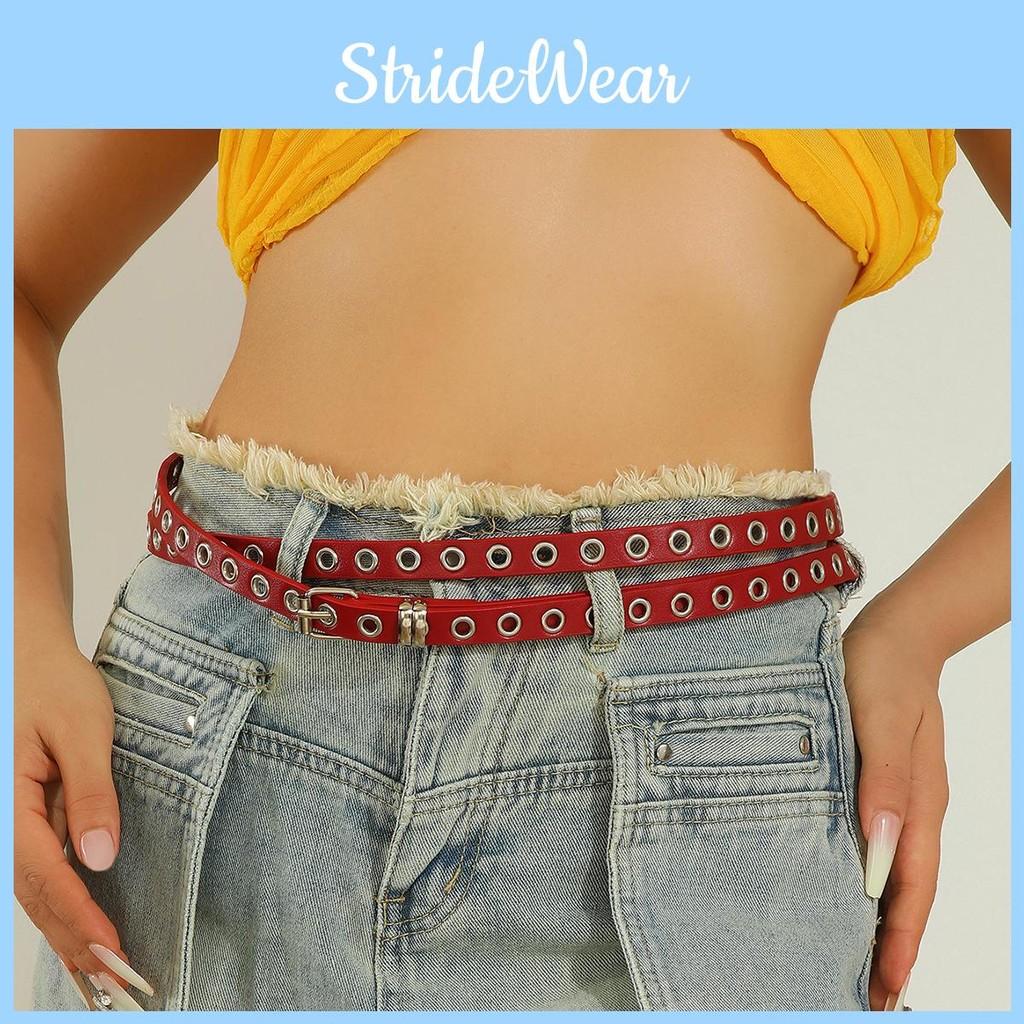Color Solid Fashionable Porous Design Women Slim Waist Belt For Wear Daily