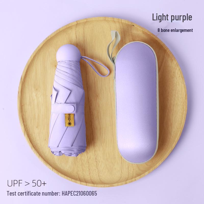 Compact Dual-Use Sun and Rain Umbrella with Black Glue Sunshade - Stylish Ladies' 5-Fold Capsule Design