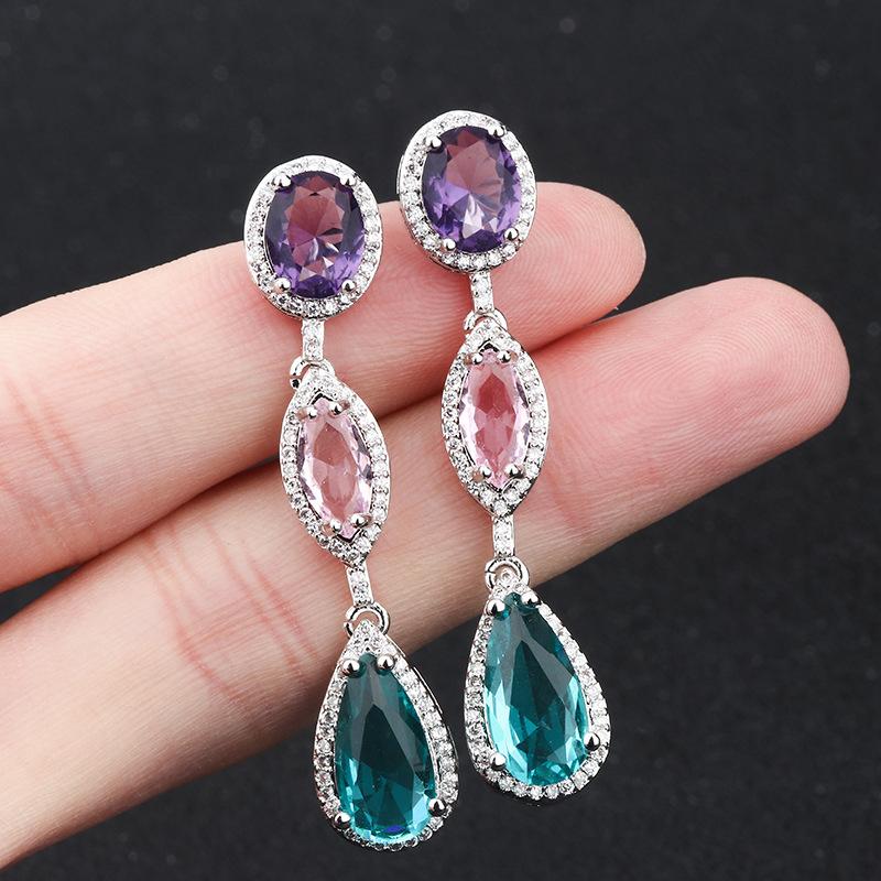 Simulation Emerald Ring, Fashionable And Popular Earrings, Pendant, Imitation Emerald Earrings Set. платиновый