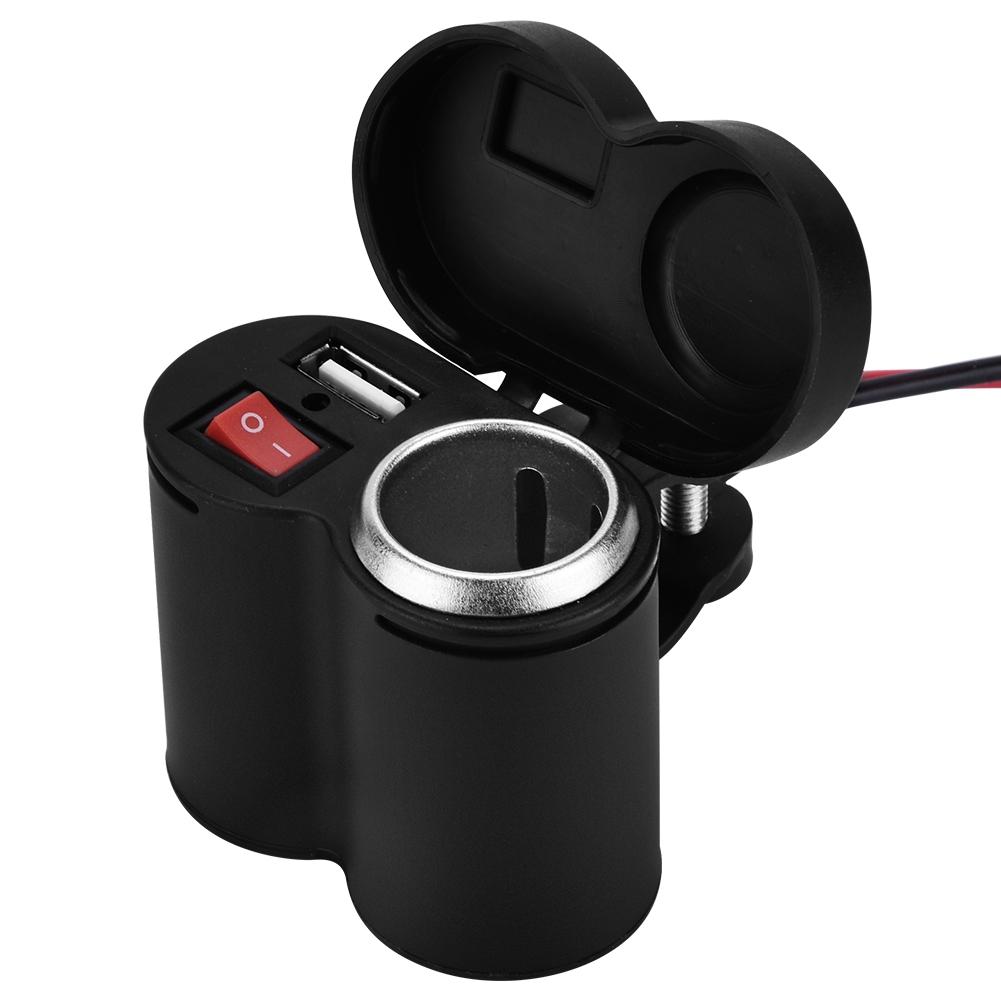 12 24V Motorcycle Waterproof Cigarette Lighter Socket USB Charger for Phone