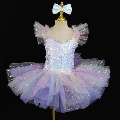 Kids' June 1st Ballet Little Swan Dance Costume - Puffy Gauze Skirt for Kindergarten Dancers
