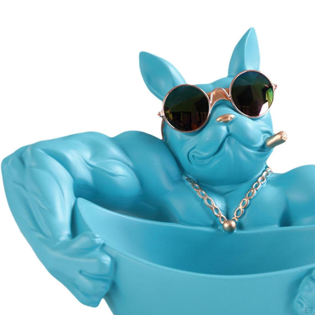 Poly-Resin Dog Statue Sculpture Entrance Key Storage Holder Container Cute for Keys Phone Wallet