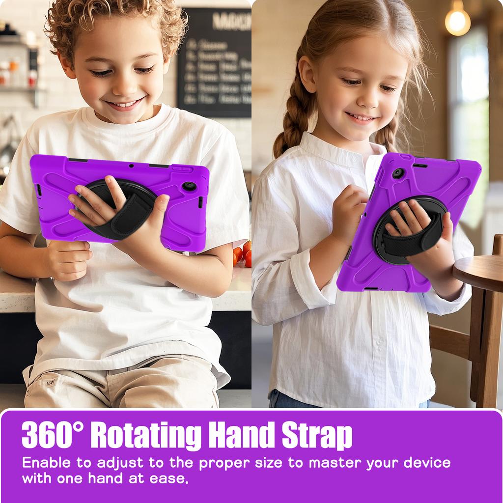 Rugged Case for Lenovo Tab 10.1 Inch 2025 K10C TB-311XU TB-311FU 360 Rotating Stand Heavy Duty Cover with Hand & Shoulder Strap