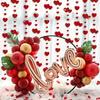 4M Glitter Red Wedding Decoratio Heart Banner Garlands Hanging Streamers for Anniversary Engagement Bridal Shower Birthday Party