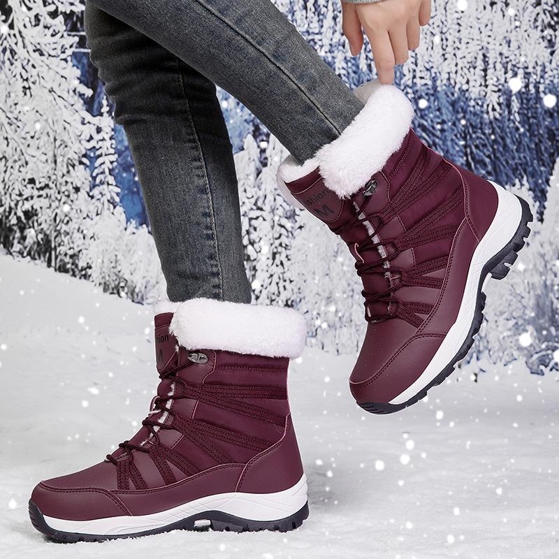 Large Size Cotton Shoes Snow Boots Winter Warm Medium Boots Piled Thickened Outdoor Mountaineering Boots