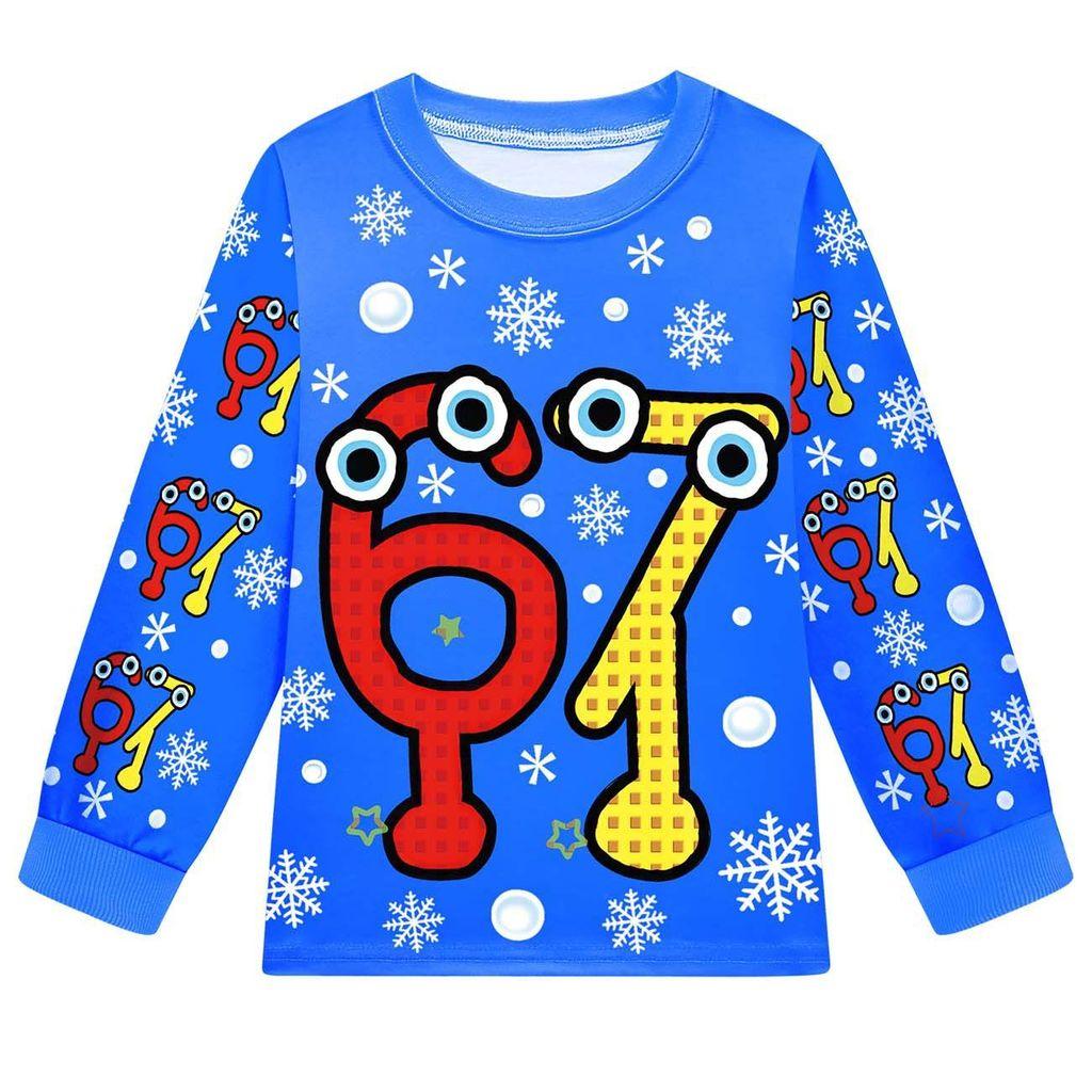19700 Kids Boys Girls Steal a Brainrot 67 Six Seven Print Long Sleeves T-Shirt Pants Pajamas Sleepwear Sets