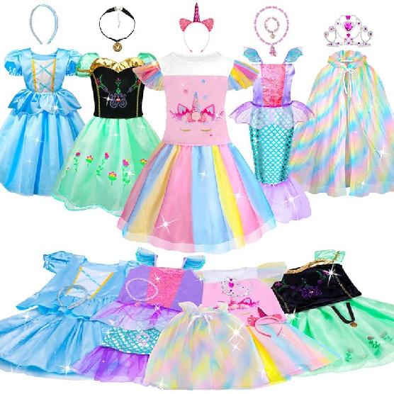 Meland Princess Dress Up - Dress Up Clothes for Girls with Toys,Christmas Birthday Gift for Toddler Girls 3,4,5,6,7,8 Years розовый